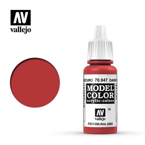 029 70947 Vallejo Model Color: Dark Vermillion FS31350 RAL3000 (17ml)