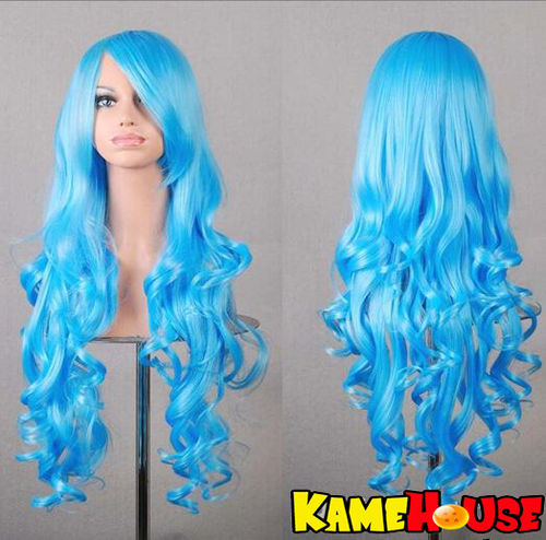 Curly wig 80 cm - Light Blue