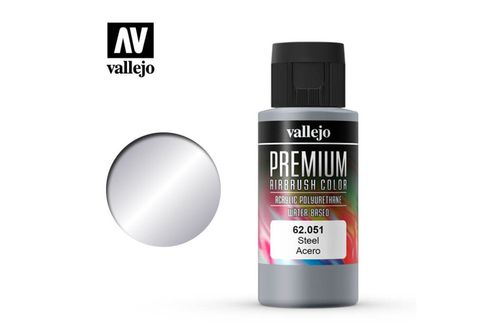 62051 Vallejo Premium Airbrush: Steel (60ml)