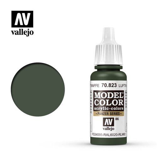 086 70.823 Vallejo Model Color: Luftwaffe Camo Green FS34095 RAL6020 RLM82 17ml