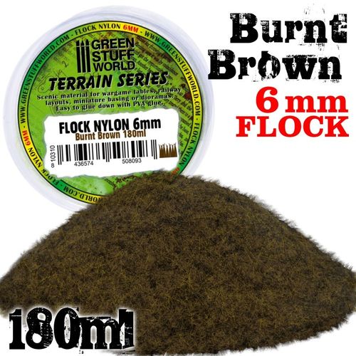 Static Grass Flock 6 mm - BURNT Brown - 180 ml