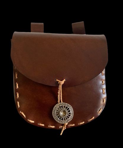 Leather pouch chocolate color
