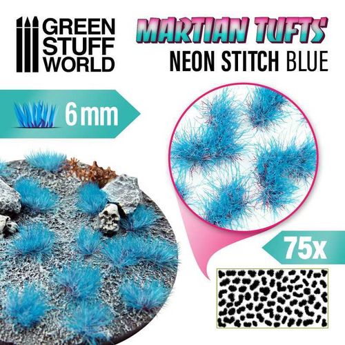 Grass TUFTS - Alien 6mm Neon Stitch Blue