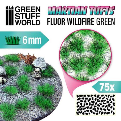 Grass TUFTS - Alien 6mm Flour WIldfire Green