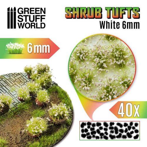 Arbusti ciuffi fioriti 6mm Bianco Verde